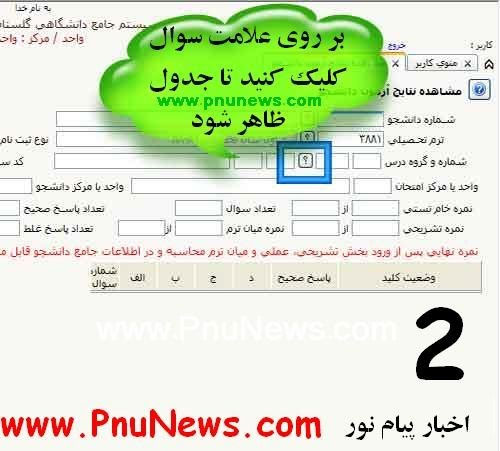 راهنمای تصویری مشاهده نمرات در سیستم گلستان پیام نور
