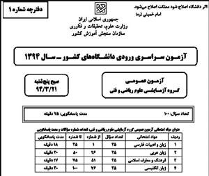 سوالات کنکور سال 94